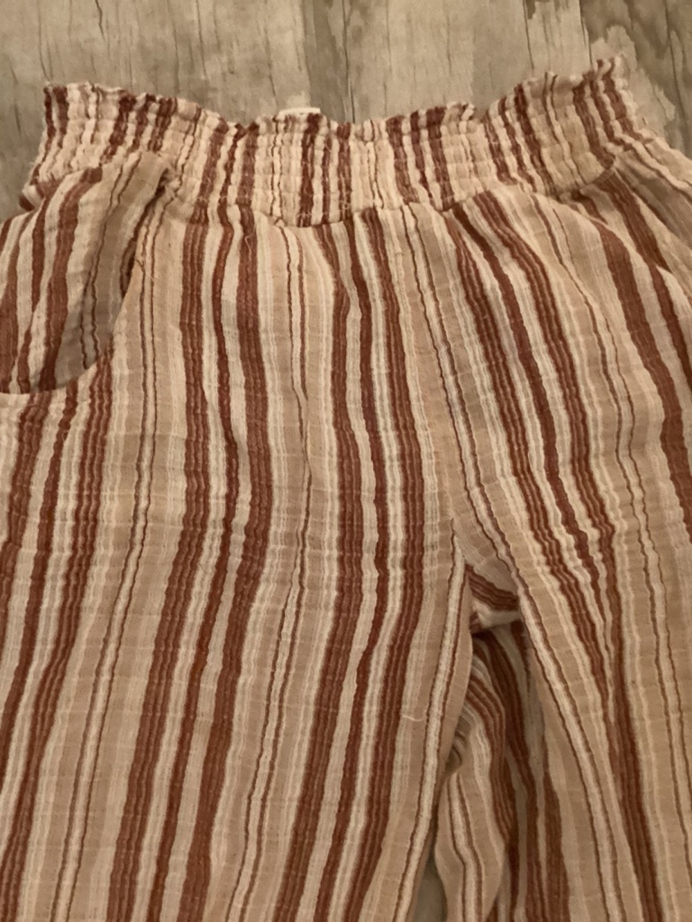 Billabong Striped Wide Leg Pants – Cream, Tan, Brown - Picture 3 of 3
